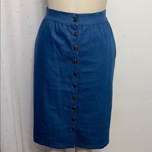 Blue jean midi pencil skirt